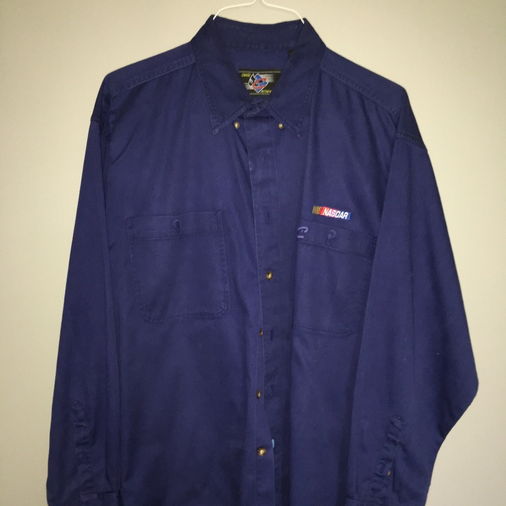 NASCAR navy button down